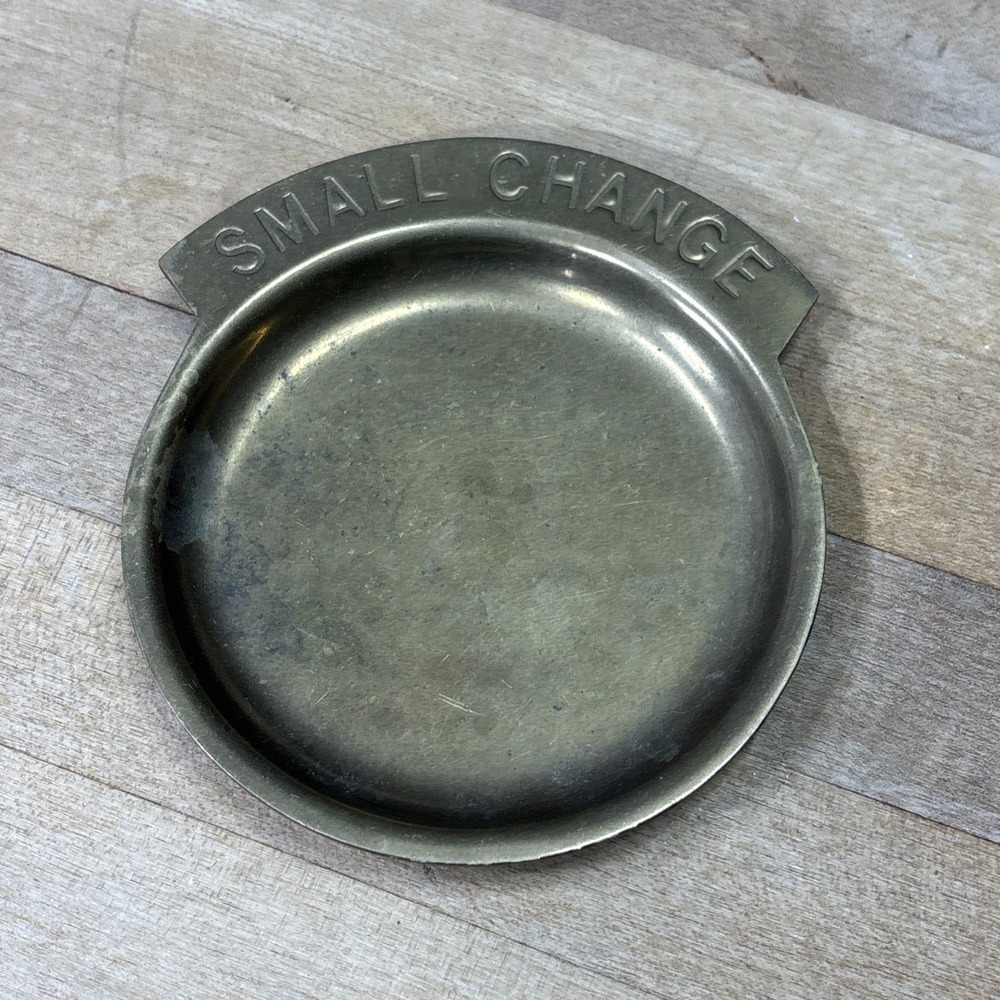 Vintage Brass Small Change Coin Dish Trinket Tray Catchall Retro Decor